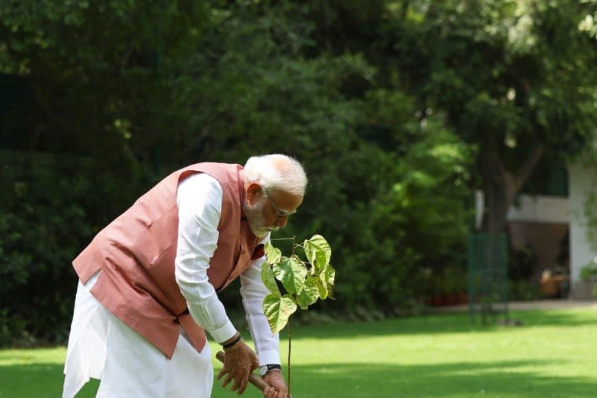 शक्ति का शौर्य...पीएम मोदी ने लगाया सिंदूर का पौधा