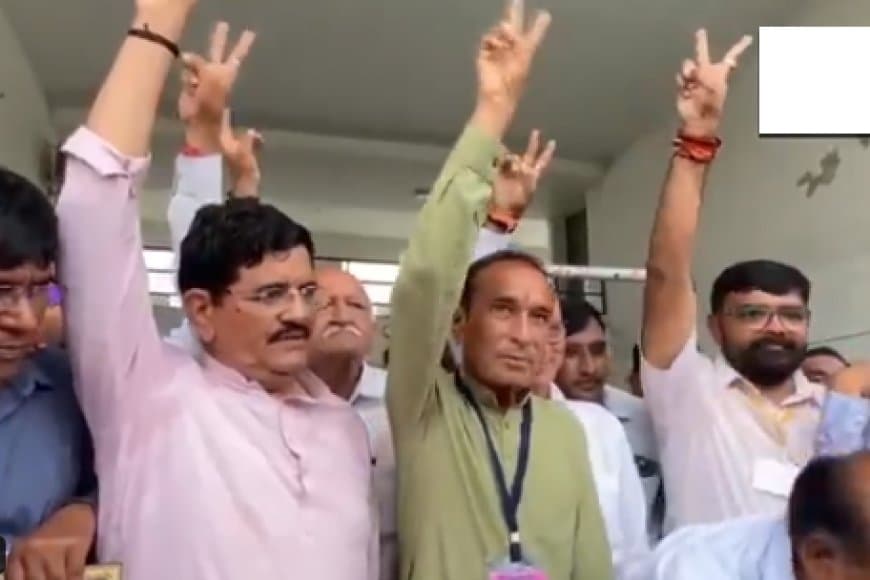 गुजरात के विसावदर में आप और कडी में खिला कमल