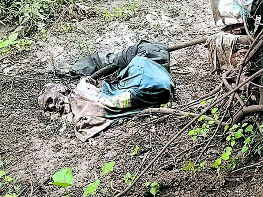 विदिशा में नरकंकाल मिला, गले में बंधा था गमछा