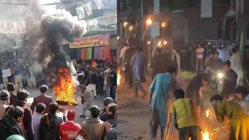 पाकिस्तान सरकार के खिलाफ विरोध प्रदर्शन।