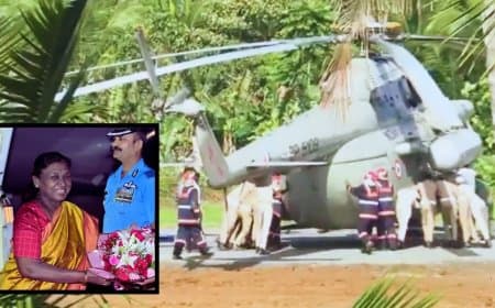 सुरक्षा में चूक! केरल... जमीन में घंसा राष्ट्रपति का हेलीकॉप्टर... पुलिस को देना पड़ा धक्का 