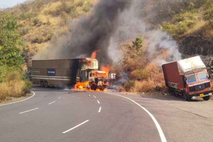 पुणे: नवले पुल पर भीषण हादसा, दो ट्रकों की टक्कर के बाद लगी आग; 8 लोग ज़िंदा जले, 'खतरनाक स्पॉट' पर फिर मौत