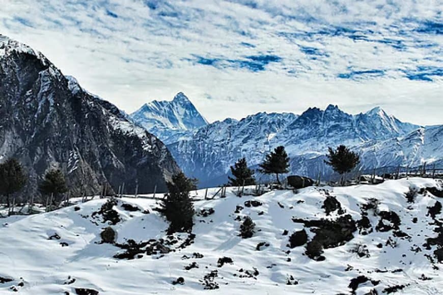 हिमालय में लगातार हो रही बर्फबारी ।