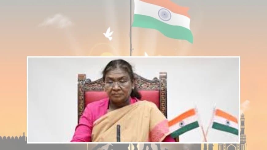 राष्ट्रपति द्रौपदी मुर्मू राष्ट्र को संबोधित करती हुईं