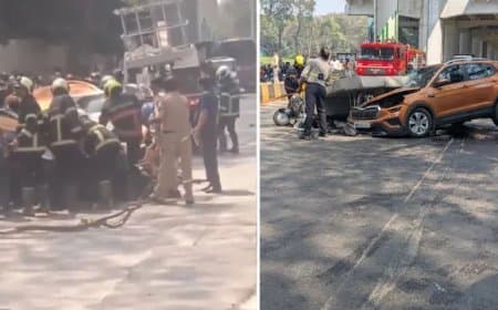 मुंबई: चलती कार और आटो पर मेट्रो का पिलर... एक की मौत