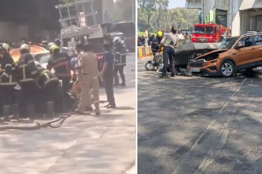 मुंबई: चलती कार और आटो पर मेट्रो का पिलर... एक की मौत
