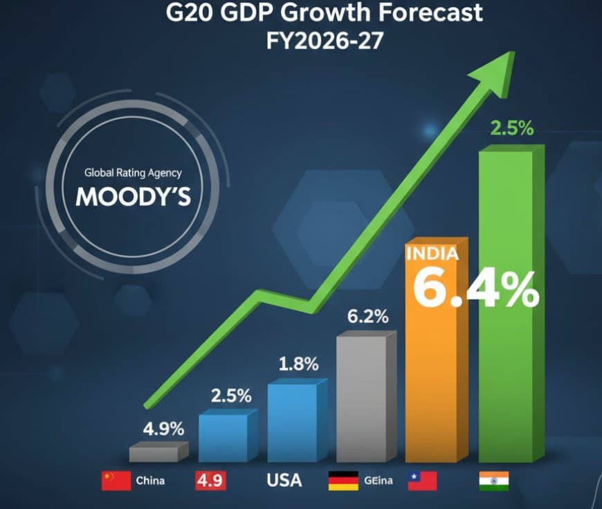 G20 देशों में भारत की रफ्तार सबसे तेज: मूडीज का अनुमान, अगले वित्त वर्ष 6.4% रहेगी GDP ग्रोथ