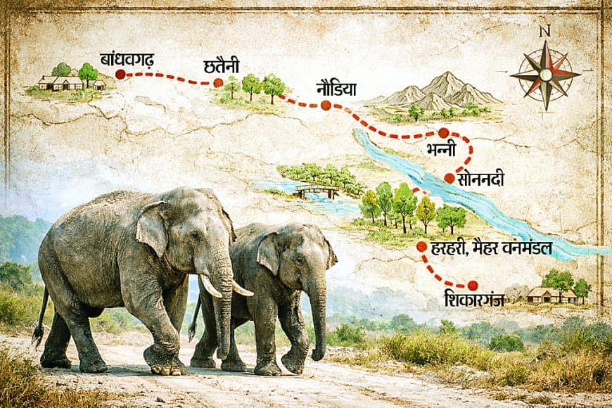 वैलेंटाइन डे मनाने बांधवगढ़ से मैहर पहुंचा हाथी का जोड़ा