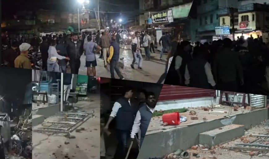 कुछ ही देर में दूसरे पक्ष के कई युवक आए और मंदिर परिसर में घुसने लगे।