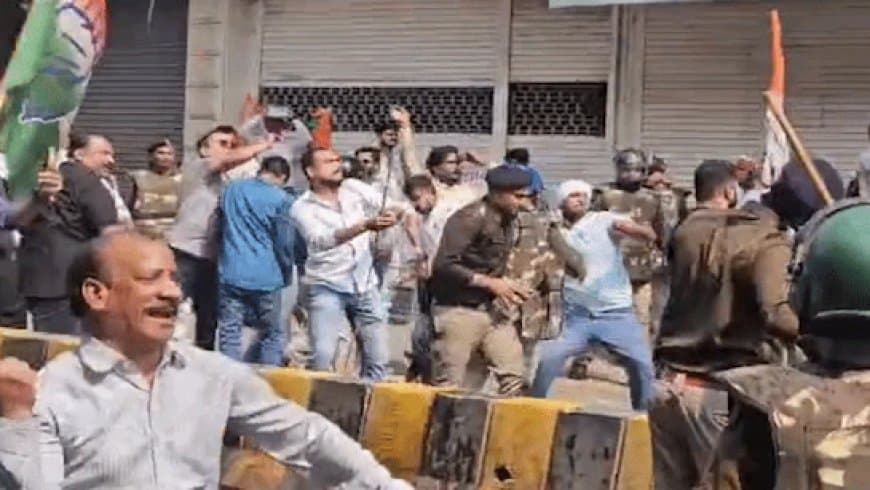 इंदौर में बवाल: भाजयुमो-कांग्रेस में पत्थरबाजी... पुलिस का फूटा सिर