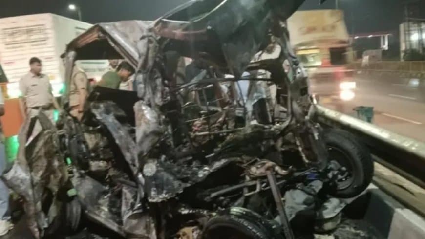 पानीपत: तीन वाहनों की टक्कर... ईको वैन में लगी आग... युवती जिंदा जली