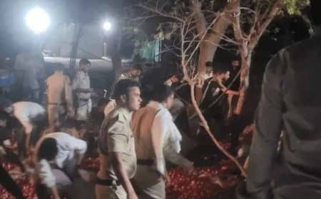 मध्यप्रदेश: देवास में प्याज से भरा मिनी ट्रक अनियंत्रित होकर पलटा... तीन मजदूरों की मौत