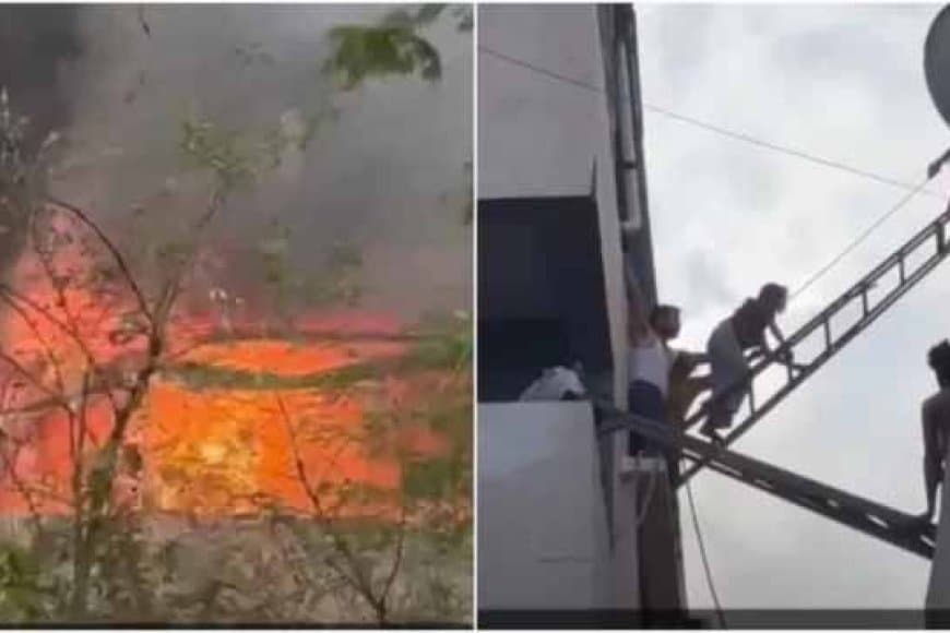 मध्यप्रदेश: इंदौर में इलेक्ट्रिक वाहन के शोरूम में लग आग... ऊपरी मंजिल पर फंसे 20  लोगों को रस्सी के सहारे निकाला