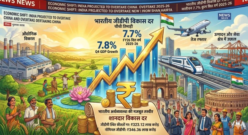 भारत की जीडीपी ग्रोथ की ऊंची उड़ान: FY26 में 7.7% की रफ्तार से बढ़ी अर्थव्यवस्था, चौथी तिमाही में 7.8% विकास दर