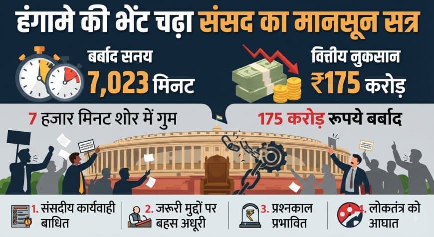 संसद का मानूसन सत्र: जनता के 175 करोड़ हंगामे की भेंट चढें, बहस अधूरी, प्रश्नकाल पर असर