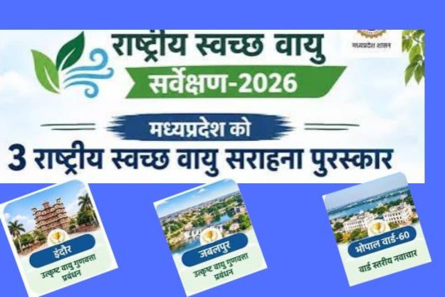 राष्ट्रीय स्वच्छ वायु सर्वेक्षण 2026: देश के टॉप-5 में एमपी के तीन शहर, इंदौर, जबलपुर और भोपाल का जलवा
