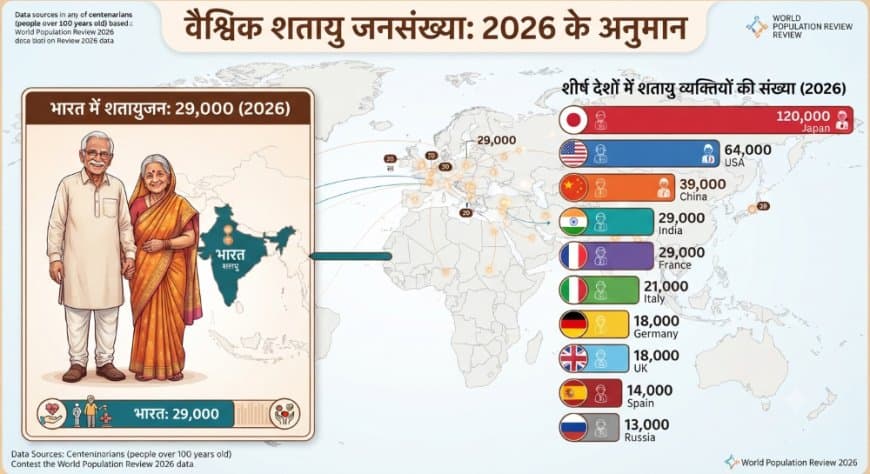 भारत में बढ़ रही है 100 वर्ष से अधिक आयु वाले लोगों की संख्या, जानिए वैश्विक आंकड़े और कारण