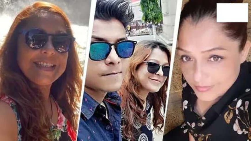 मृतक होटल मालकिन हेलेना भराली (बाएं), उनका बेटा देवर्षि (बीच में) और उनकी पत्नी रिनिकी (दाएं)।