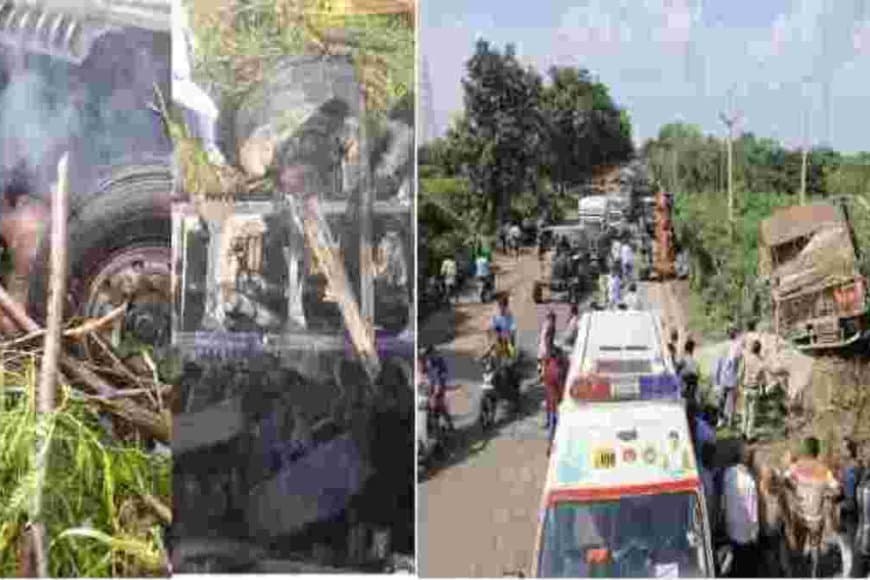 ओंकारेश्वर में भीषण सड़क हादसा: डंपर की चपेट में आने से ई-स्कूटी सवार दो लोग जिंदा जले