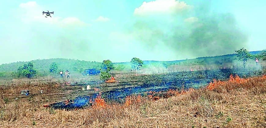 अब जंगल में लगी आग बुझाएगा ड्रोन, पन्ना में पहली बार एरियल फायर फाइटिंग का ट्रायल अब जंगल में लगी आग बुझाएगा ड्रोन, पन्ना में पहली बार एरियल फायर फाइटिंग का ट्रायल