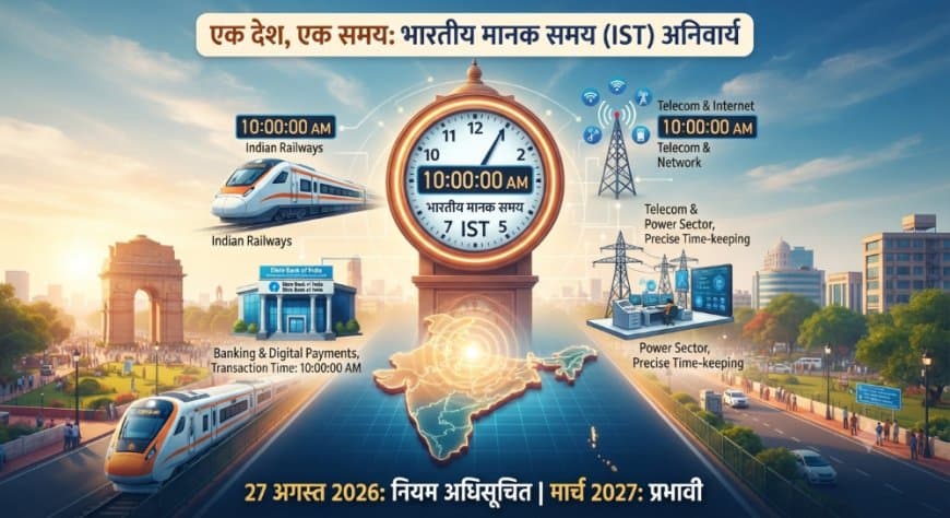 वन नेशन, वन टाइम: देश भर में भारतीय मानक समय (IST) अनिवार्य, जानें नए नियम वन नेशन, वन टाइम: देश भर में भारतीय मानक समय (IST) अनिवार्य, जानें नए नियम