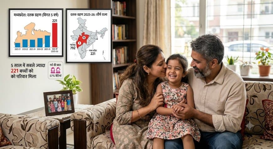 मध्यप्रदेश में बदलती सोच! ममता की छांव और एक नए घर की रोशनी... गोद लिए गए हर 100 बच्चों में 57 बेटियां मध्यप्रदेश में बदलती सोच! ममता की छांव और एक नए घर की रोशनी... गोद लिए गए हर 100 बच्चों में 57 बेटियां