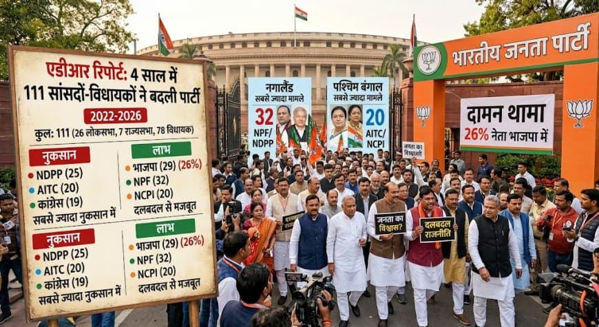 एडीआर की रिपोर्ट... चार साल, 111 दलबदल: जानिए चुनाव जीतने के बाद किस पार्टी में गए सांसद-विधायक एडीआर की रिपोर्ट... चार साल, 111 दलबदल: जानिए चुनाव जीतने के बाद किस पार्टी में गए सांसद-विधायक