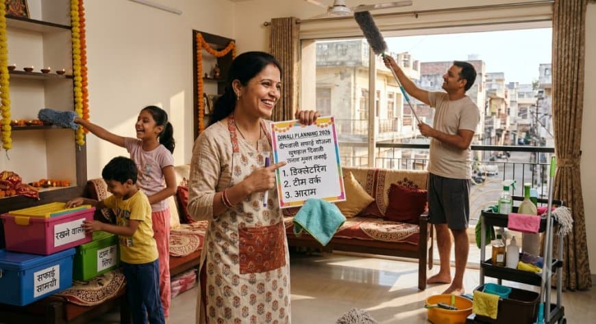 दीपावली सफाई और प्लानिंग कैसे करें? बिना थके घर चमकाने के स्मार्ट टिप्स दीपावली सफाई और प्लानिंग कैसे करें? बिना थके घर चमकाने के स्मार्ट टिप्स